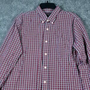 Abercrombie Fitch Mens Red Blue White Plaid Button Down Long Sleeve Shirt Size L